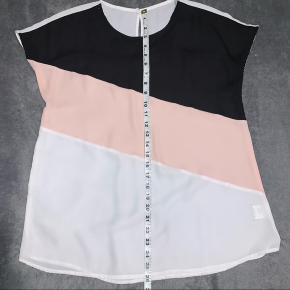Black, Pink & White Stripe Women’s Blouse Size:L - Picture 4 of 8